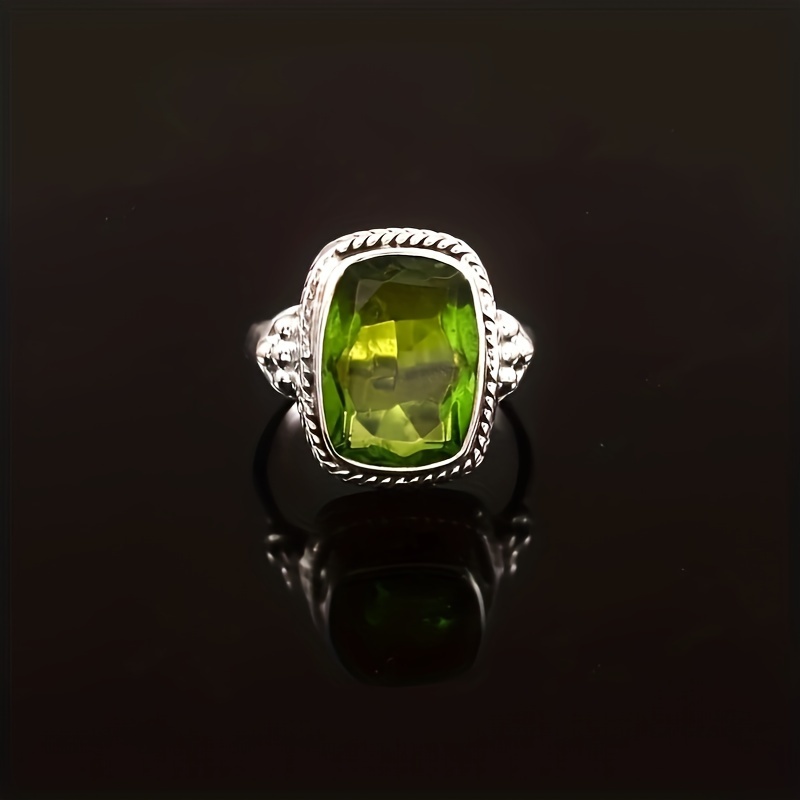 Retro CZ Rectangular Ring for Women